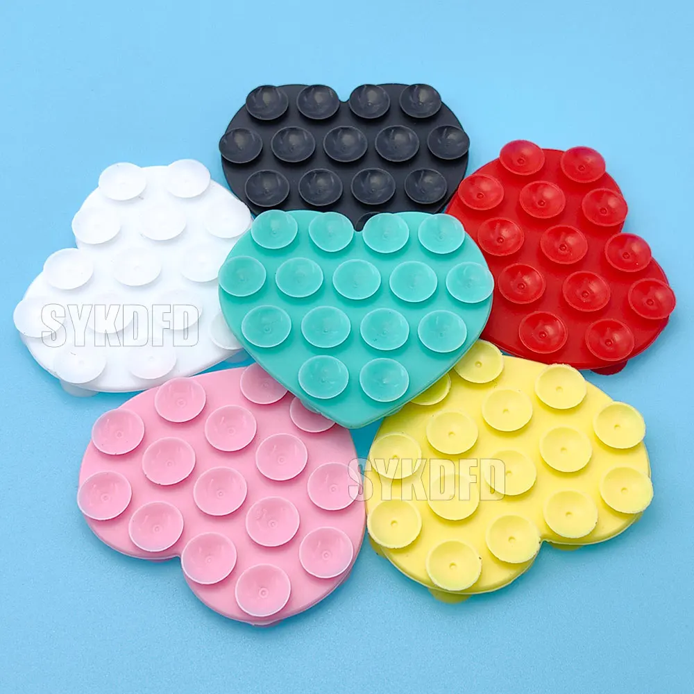 Soporte de ventosa en forma de corazón, ventosa de silicona de fuerte adsorción, almohadilla fija para teléfono móvil, soporte de ventosa lavable manos libres, 1 Uds. - imagen 2