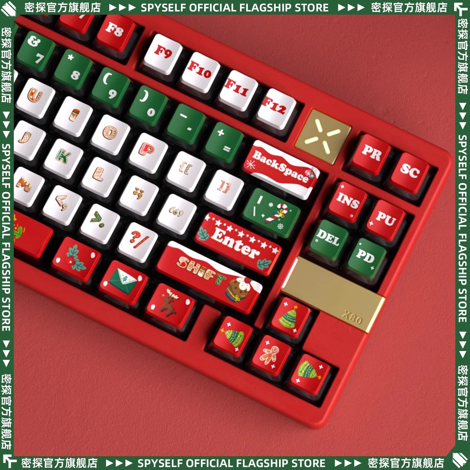 OEM 122 teclas Feliz Navidad tema Keycaps Cherry Profile Keycap ISO PBT Dye Sub para MX Switch DIY diseño Teclado mecánico - imagen 4