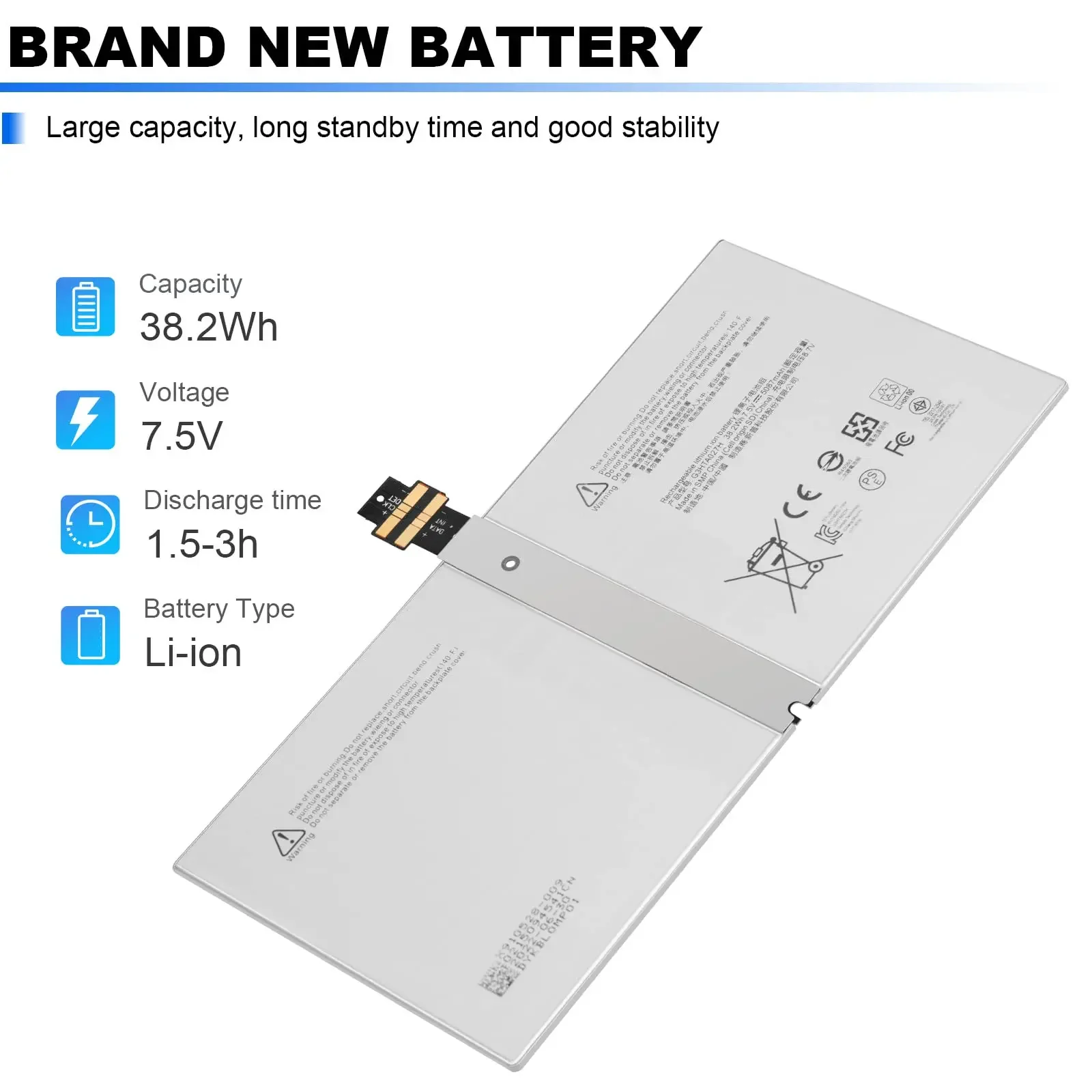 Batería G3HTA027H DYNR01 para ordenador portátil, para Microsoft Surface Pro 4 Pro4 1724 12,3 "Series Tablet DYNRO1 G3HTA026H 7,5 V 38.2Wh 5087mAh - imagen 5