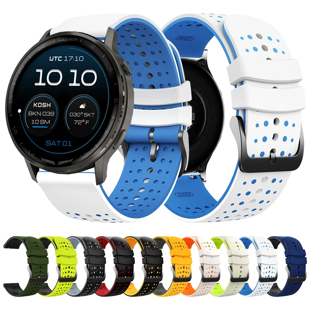 Bandas de liberación rápida de 22mm para Garmin D2 Air X15/Venu 4 3 2 45mm/Forerunner 570 47mm 265 255 pulsera de silicona