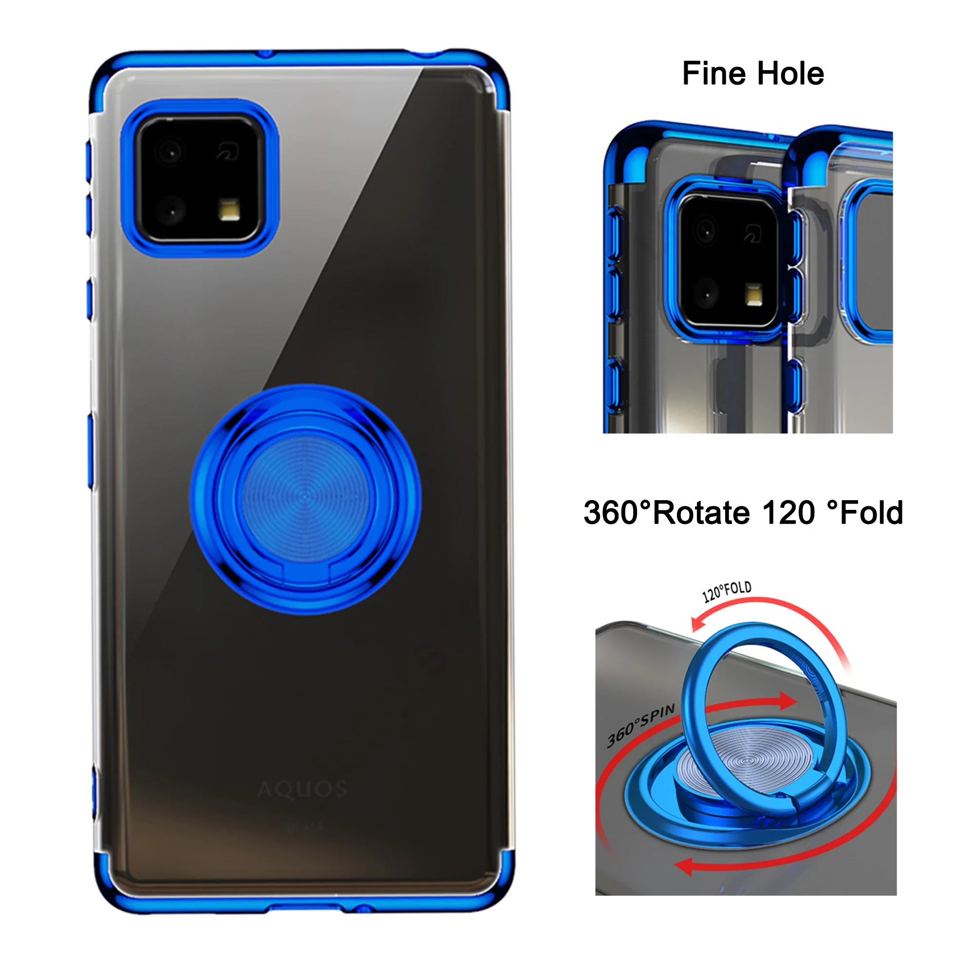 Funda para Sharp Aquos Sense R10 R9 10 9 8 7 Plus 6 4 R8 R7 Wish 3 cubierta anillo chapado soporte para coche carcasa de soporte de silicona suave