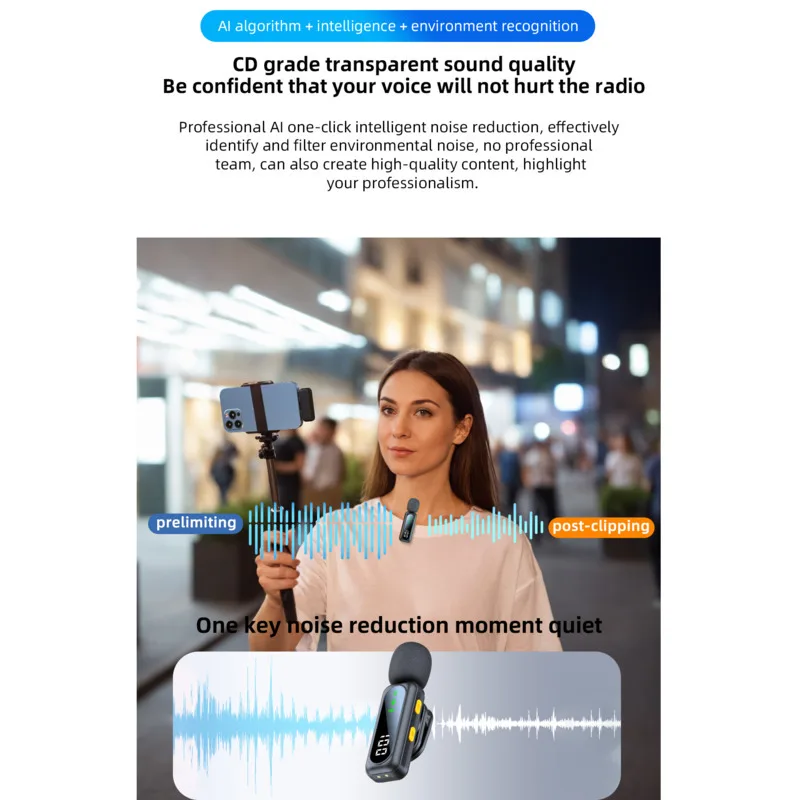 Xiaomi Mijia-micrófono de solapa Lavalier, inalámbrico, portátil, reducción de ruido, grabación de Audio, tipo C, para USB-C, Android, PC en vivo - imagen 4