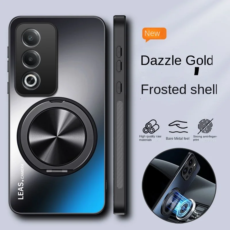 Para OPPO A80 5G funda dura de PC mate con soporte de anillo funda protectora trasera magnética para OPPO A80 5g funda completa para teléfono
