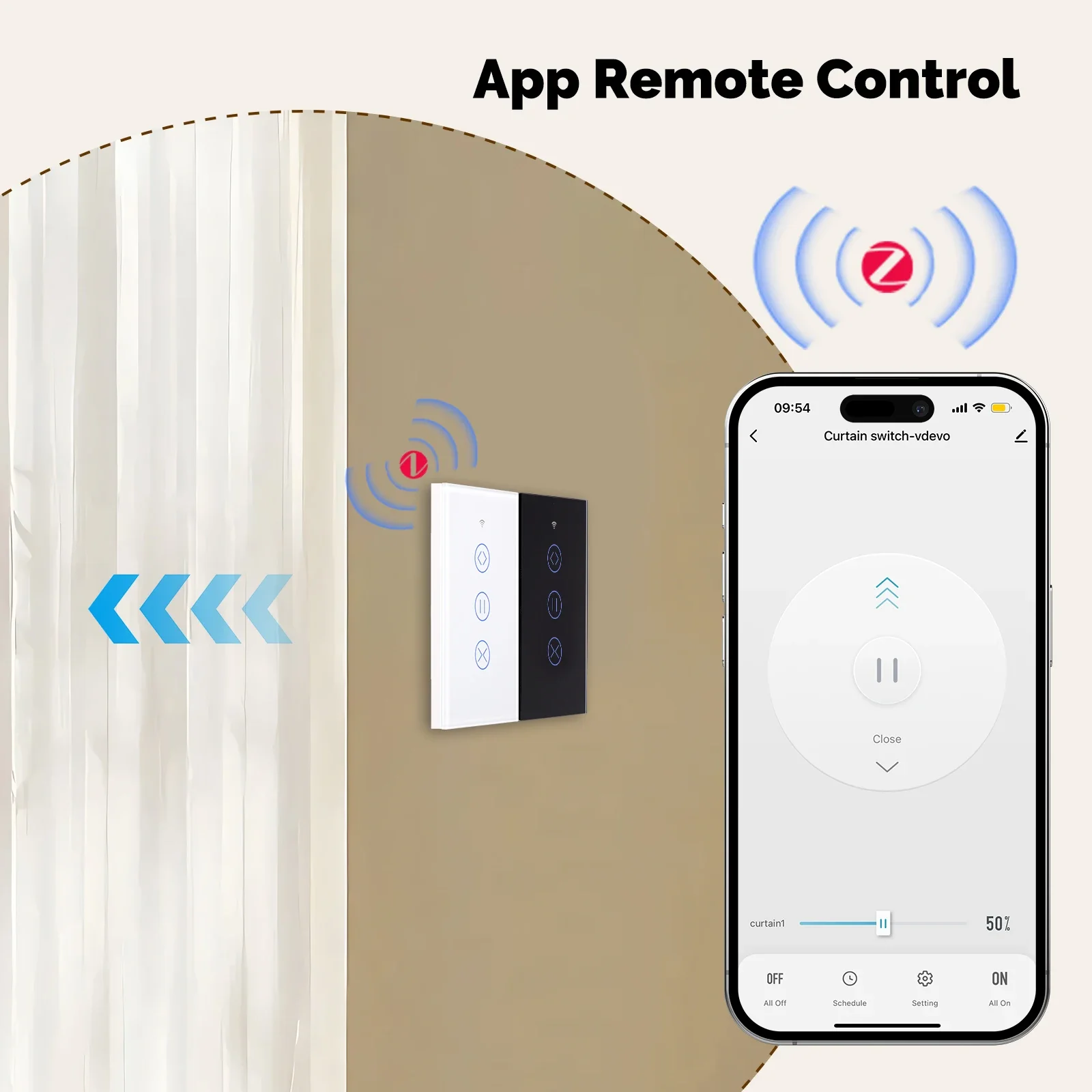 MOES Tuya ZigBee interruptor de cortina táctil de vidrio inteligente aplicación RF Control inalámbrico cable neutro ignífugo requerido con Alexa Google Home - imagen 2