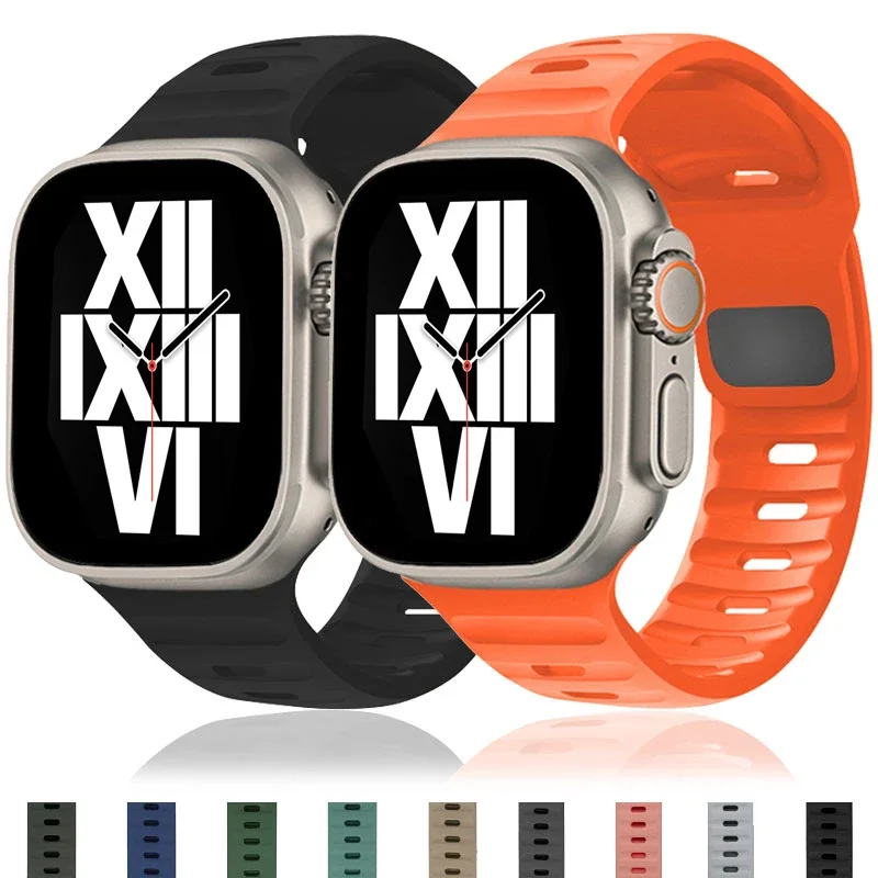 Correa de silicona para Apple Watch, pulsera deportiva de 49mm, 45mm, 41mm, 44mm, 40mm, 42mm, 46mm, iWatch Ultra 3, 4, 5, SE, 6, 7, 8, 9, 10