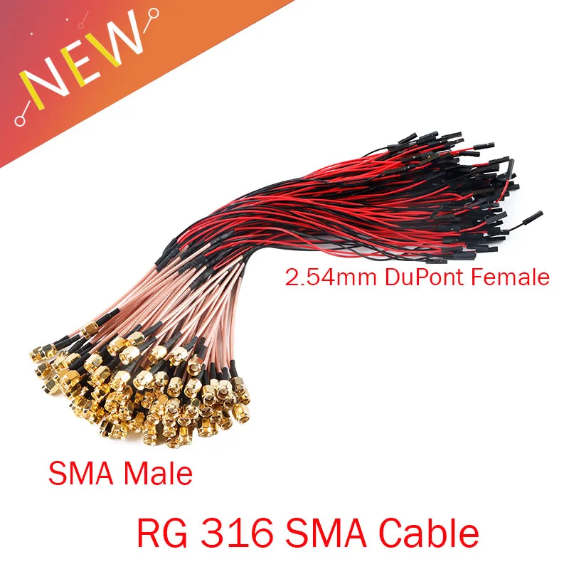 Nueva tuerca Jack macho SMA a conector hembra DuPont de 2,54mm Cable SMA RG316 30CM para extensión de puente de cola de cerdo de vídeo