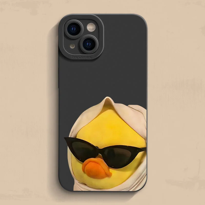 Funda de gafas de sol con pato amarillo pequeño para Samsung Galaxy S25 Ultra S24 S23 S22 S21 Plus S20 FE A55 funda suave de silicona
