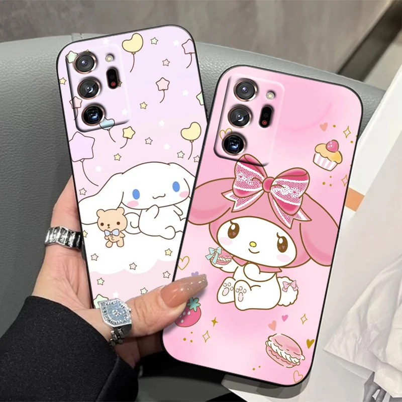 Sanrio Cinnamoroll Pochacco para Samsung Note 20 10 Ultra Plus A31 A14 A12 A70 A34 A25 A04 A05 A15 A24 5G, funda negra de TPU - imagen 2