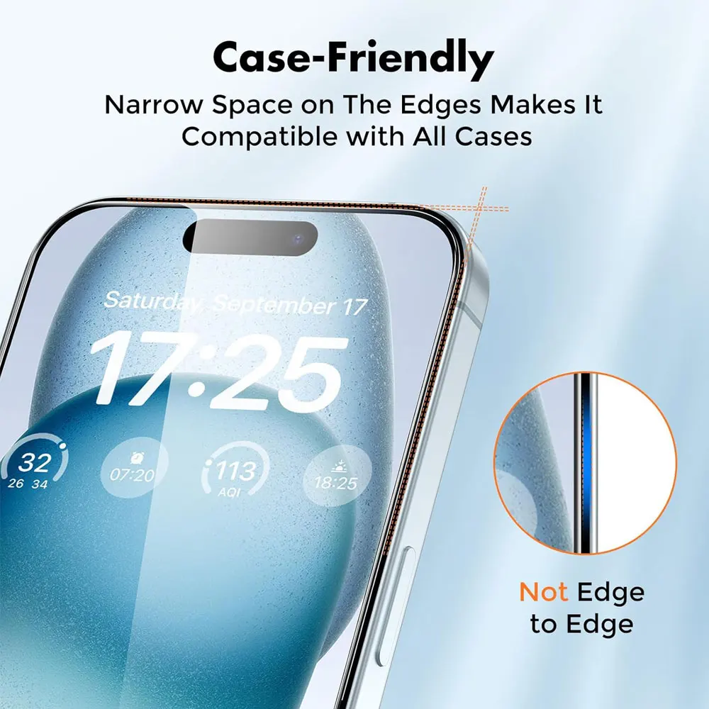 Vidrio protector sin borde para Iphone 17 Protector de pantalla de vidrio templado 9H de alta claridad para Iphone 17Pro, 17Pro MAX, Air - imagen 3