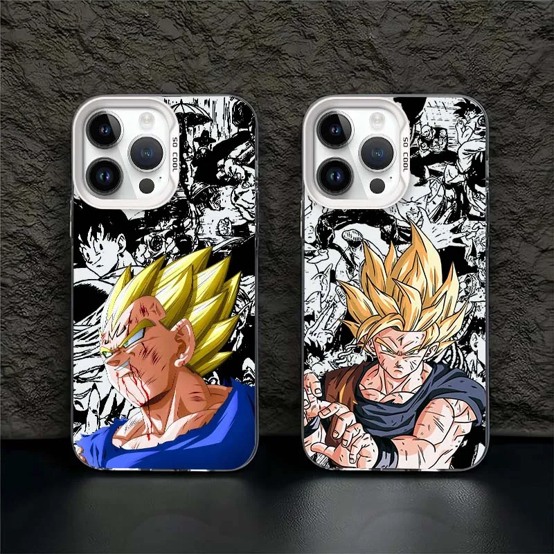 D-Dragon Balls Art popular para Apple iPhone 16 15 14 13 12 11 XS X Pro Max Plus funda plateada colorida para teléfono - imagen 3