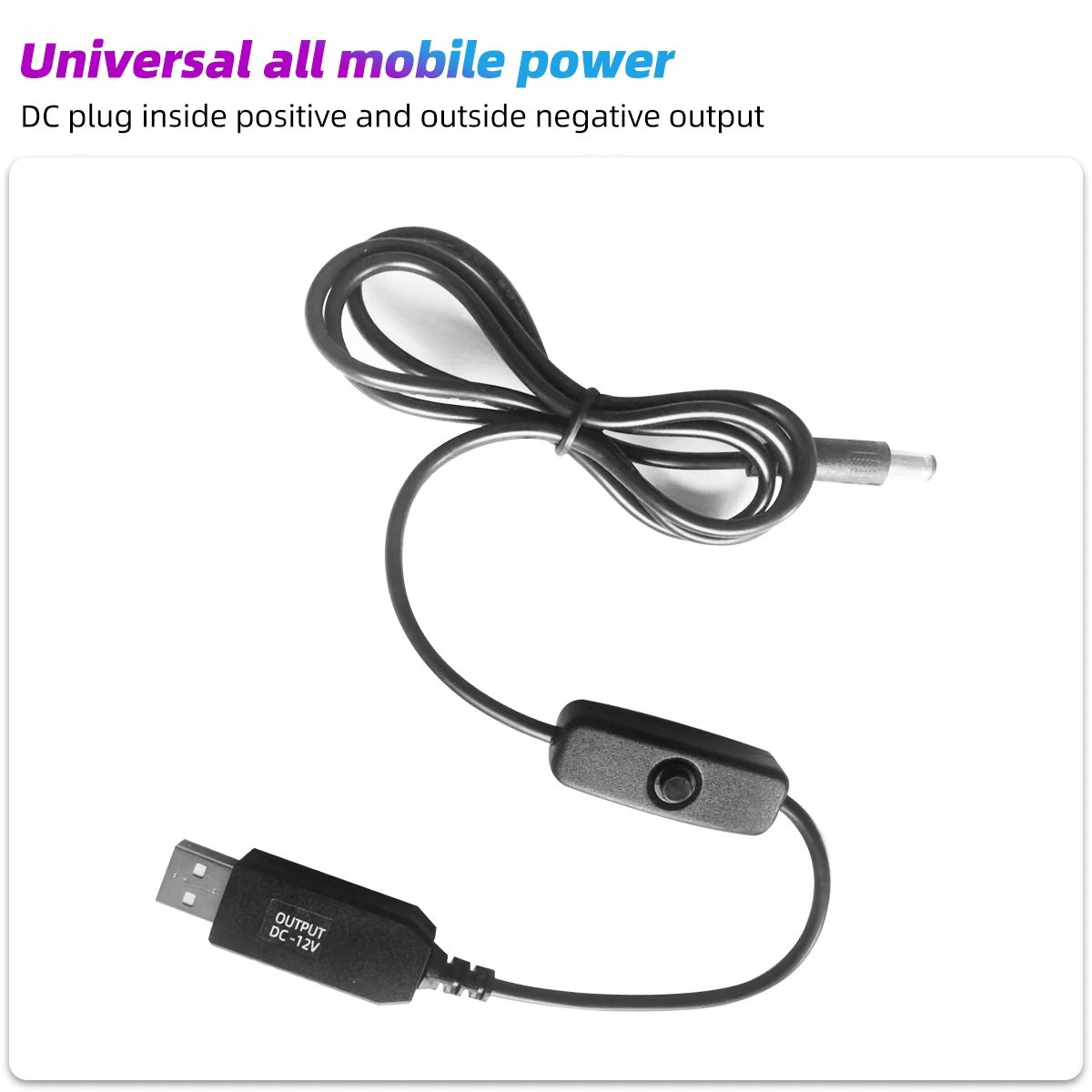 Cable de alimentación USB DC de 5V a 12V y 9V, Cable adaptador de conector USB a CC, Cable de alimentación de refuerzo con interruptor para enrutador de 2,1x5,5mm a través de Powerbank - imagen 5