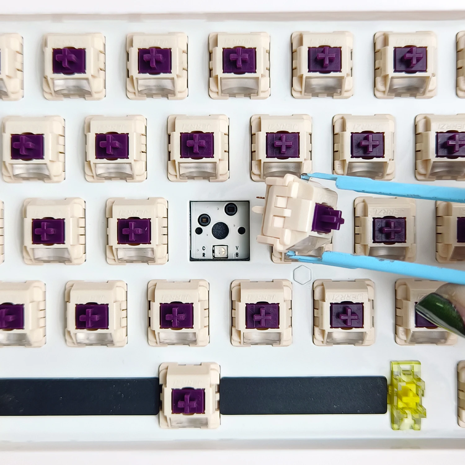 JERRZI-interruptores lineales de lluvia y viento, Teclado mecánico personalizado prelubado de 5 pines, intercambiables en caliente, interruptores MX de 5 pines y 40g - imagen 4