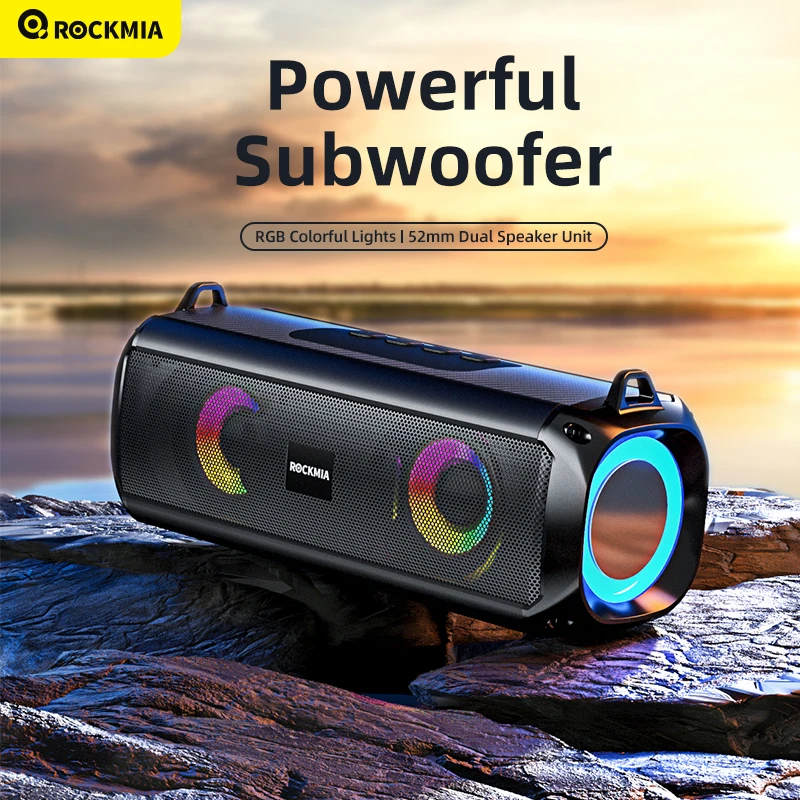 Rockmia EBS-045 Altavoz de música inalámbrico portátil Bluetooth 5,0 RGB luces LED micrófono tarjeta TF tiras de hombro - imagen 4