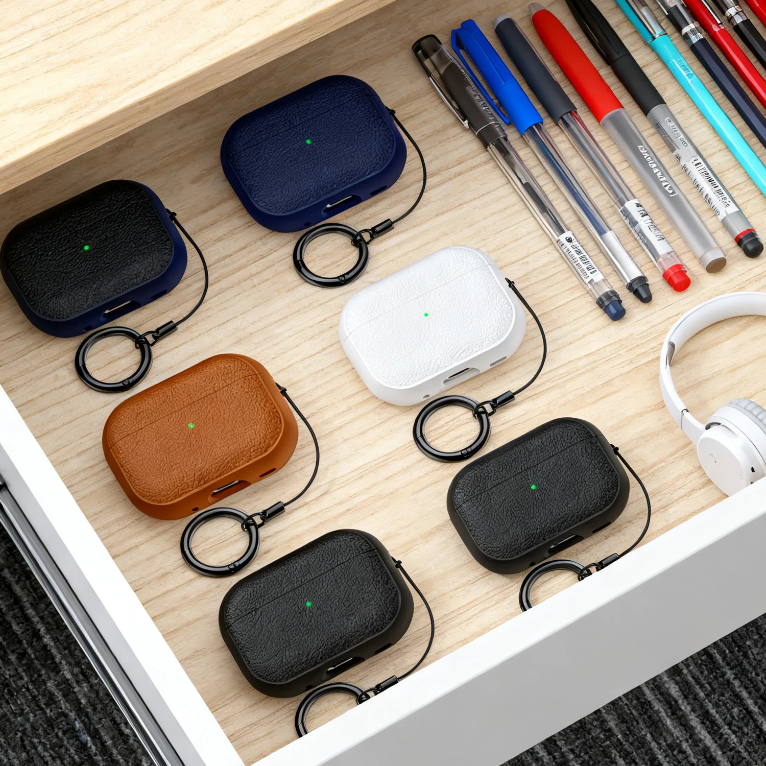 Funda protectora de cuero de lujo para auriculares Airpods Pro 3, Protector de auriculares inalámbricos con Bluetooth, carcasa a prueba de golpes - imagen 2