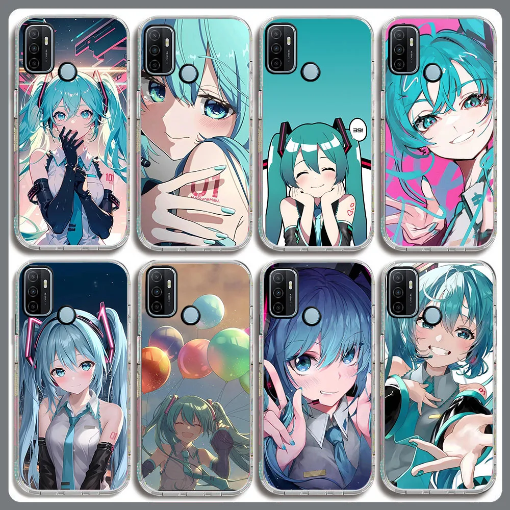 BD-32 Hatsune Mikus funda transparente para OPPO A53 A12S A5 A33 A31 A12 A54 A32 A55 F9 A9 Reno 3 5Z Pro