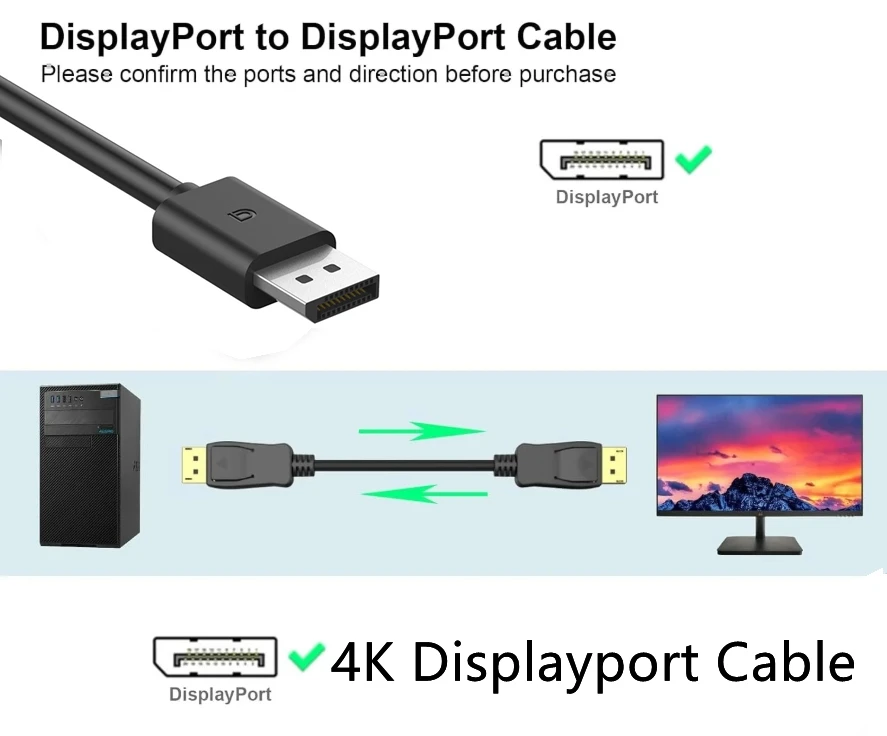 Cable DP de 5M, 3M, 1,8 M, Cable de Audio y vídeo Displayport, adaptador de puerto de pantalla para teléfono, TV Box, portátil, videojuego, puerto de pantalla de Cable DP - imagen 2