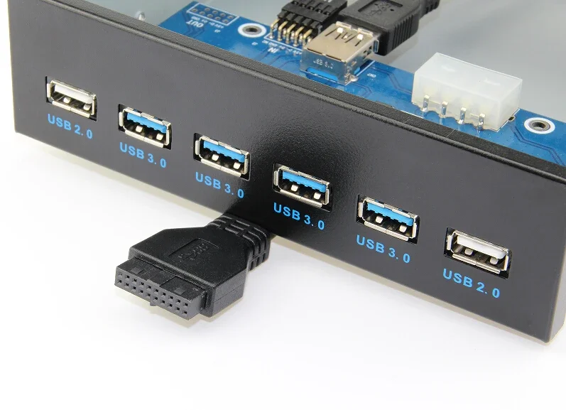 4 puertos USB 3,0 + 2 puertos USB 2,0 ordenador de escritorio Panel frontal unidades ópticas expansión USB3.0 CD-ROM soporte montaje HUB Bay - imagen 3