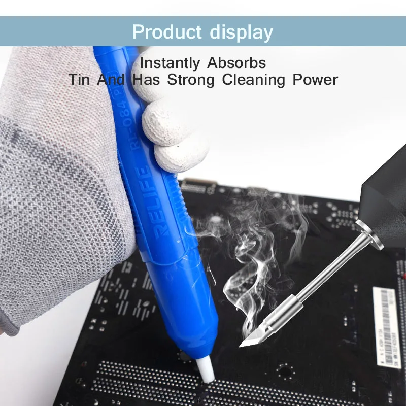 Potente dispositivo Manual de succión de soldadura RELIFE RL-084 Plus, herramienta Manual absorbente de estaño de alta resistencia y alta temperatura - imagen 2