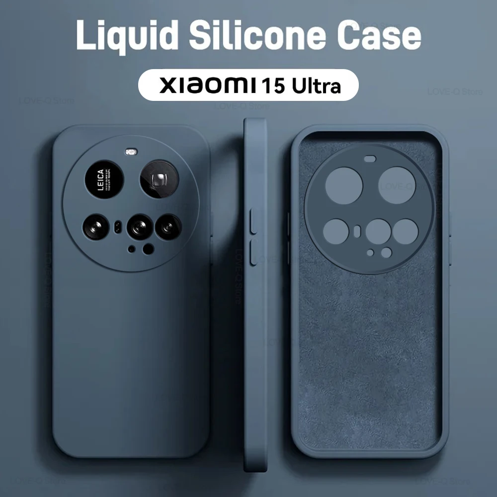 Funda de silicona líquida para Xiaomi, Protector de lente de cámara, carcasa trasera suave para Xiaomi Mi 15 Ultra Mi 15 Pro