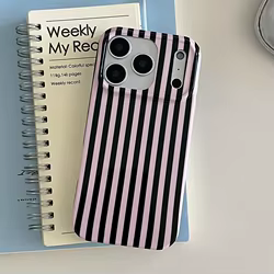 Funda de teléfono a prueba de golpes con empalme de rayas simples para IPhone 14, 15, 16, 17 Pro Max, funda protectora trasera a prueba de golpes