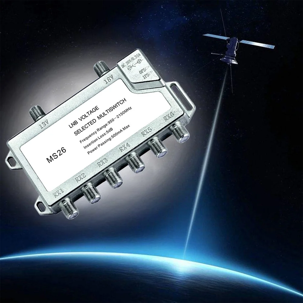 Cable de antena multiinterruptor satelital 2 en 6, 2 entradas, 6 salidas, Zinc Diseqc LNB, interruptor de TV independiente resistente al agua, 950-2150MHz - imagen 4