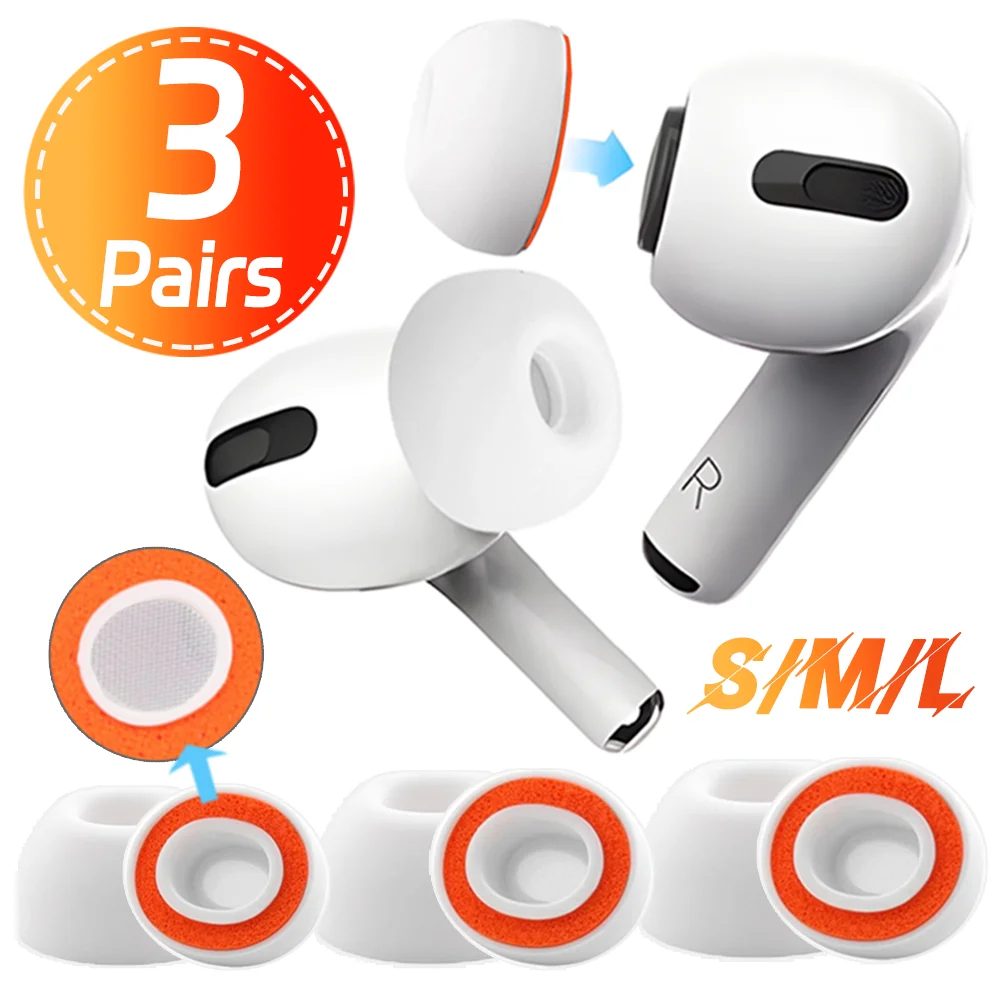3/1 pares de tapones para los oídos de espuma viscoelástica para Apple Airpods Pro 3 tapones para los oídos suaves aislamiento de ruido auriculares de repuesto protectores para auriculares