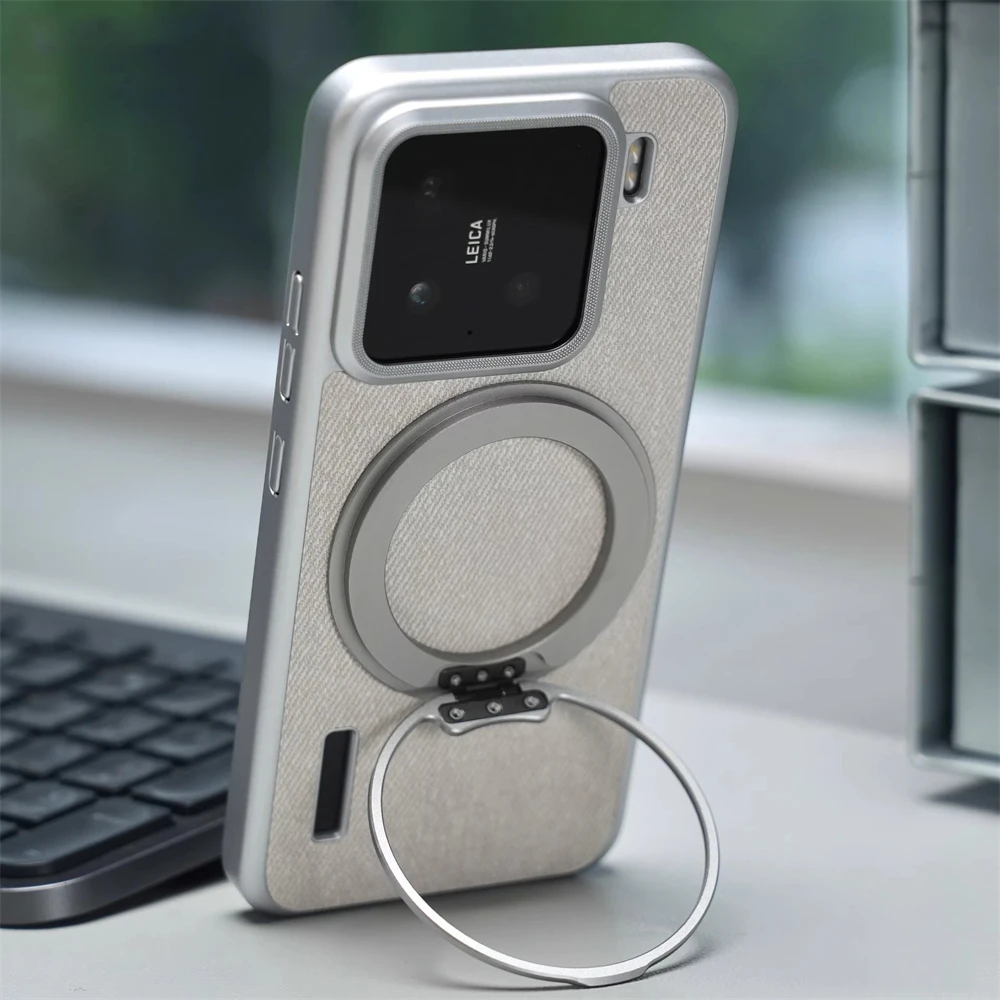 Funda rígida de PC mate de tela de lona ultrafina para Xiaomi Mi 15 Pro Mi 14, cubierta de teléfono hueca con logotipo de carga inalámbrica Ultra magnética - imagen 5