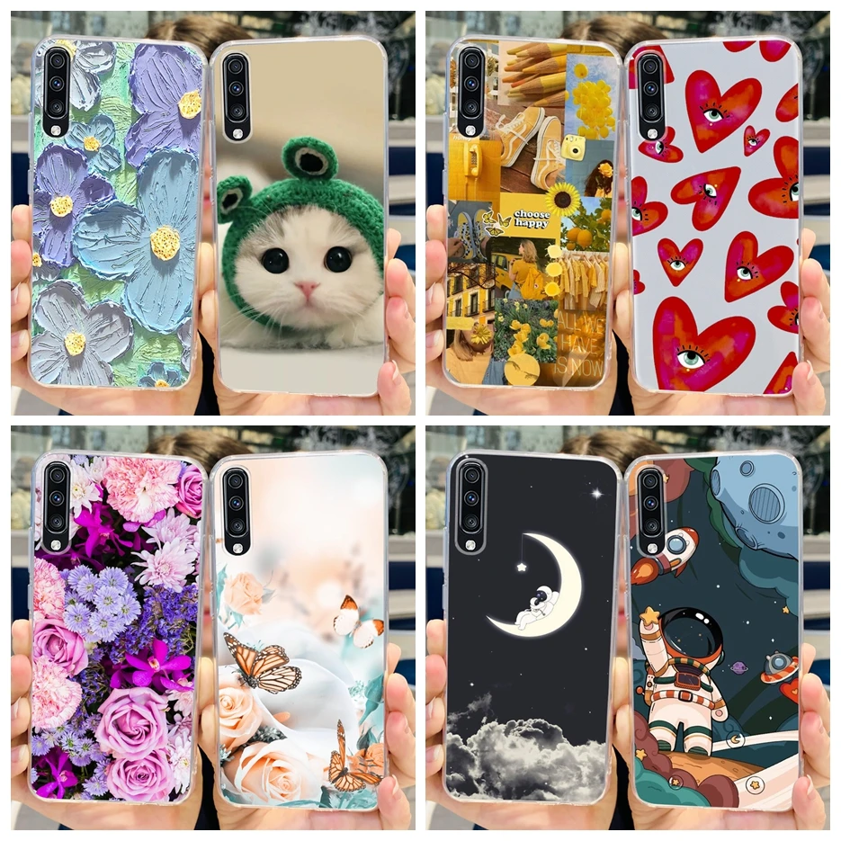 Funda de silicona suave con dibujos animados para Samsung Galaxy A70, carcasa delgada de lujo con flores para teléfono Samsung A70 A 70 s Galaxy A70s