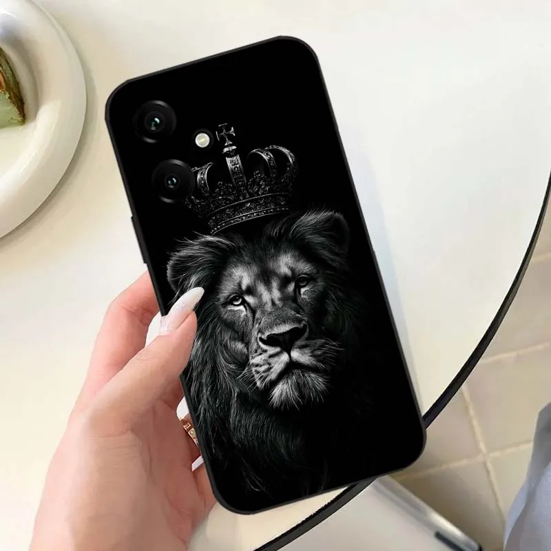 Estampado de León Animal para Huawei Honor 9X 9A 8A 8X 80 70 60 50 SE Lite Pro Plus Prime 5G funda de teléfono negra - imagen 5