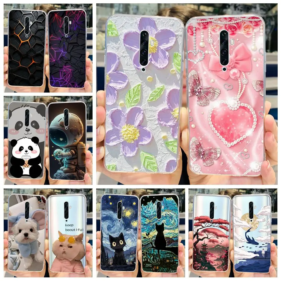 Para Oppo Reno 2 2F 2Z funda de lujo pintada funda de teléfono de silicona transparente para Oppo Reno2 F Reno 2Z Reno2 Reno2F Reno2Z bolsas suaves