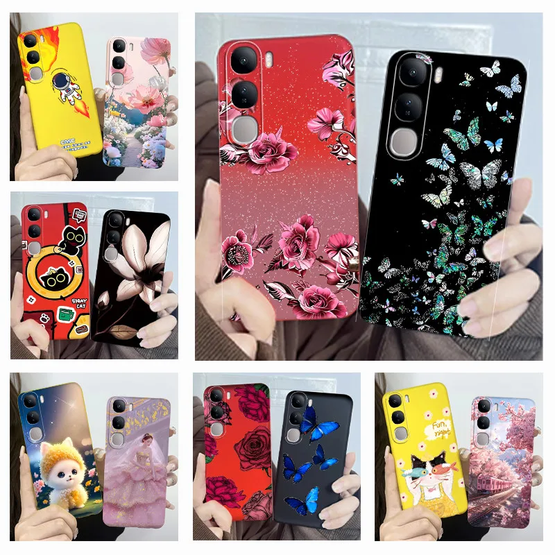 Funda para Vivo V40 Lite V40SE Y200 Y300 Funda diseño de niña de las flores Funda trasera suave para Vivo V 40 Lite 4G 5G V40 SE 80W fundas de teléfono
