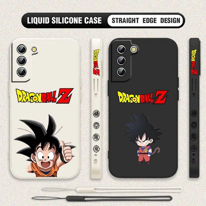 Funda de teléfono con cuerda izquierda líquida, dibujos animados d-dragon Ball Son Goku para Samsung Galaxy S25 S24 S23 S22 S21 S10 FE Plus Ultra 5G