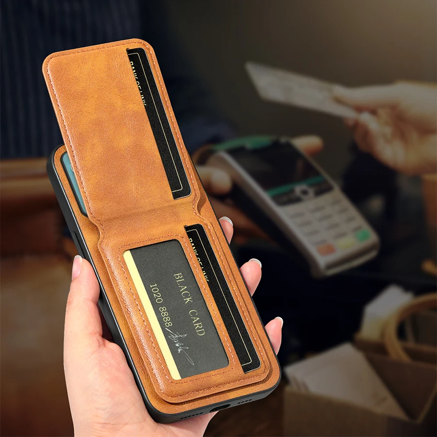 Funda tipo billetera con tarjetero para Motorola Moto Edge 60 Pro Fusion 60S Stykus, funda magnética de cuero con soporte Mag-safe, Fundas suaves - imagen 4