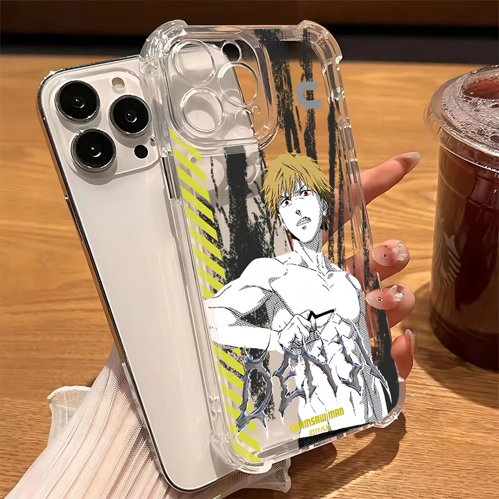 Funda de teléfono anticaída cuádruple m-man con motosierra de Anime para iPhone 17 Air 16 ProMax 15 14 Plus 13 12 11, funda de silicona a prueba de golpes - imagen 4