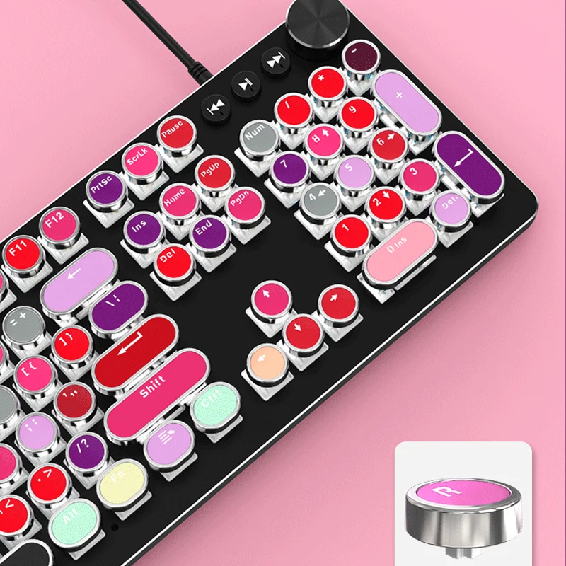 104 Uds. Tapa de tecla de teclado mecánico Punk redondo negro y rosa, reemplazo Universal ergonómico, accesorio de eje transversal, tapa de llave - imagen 2