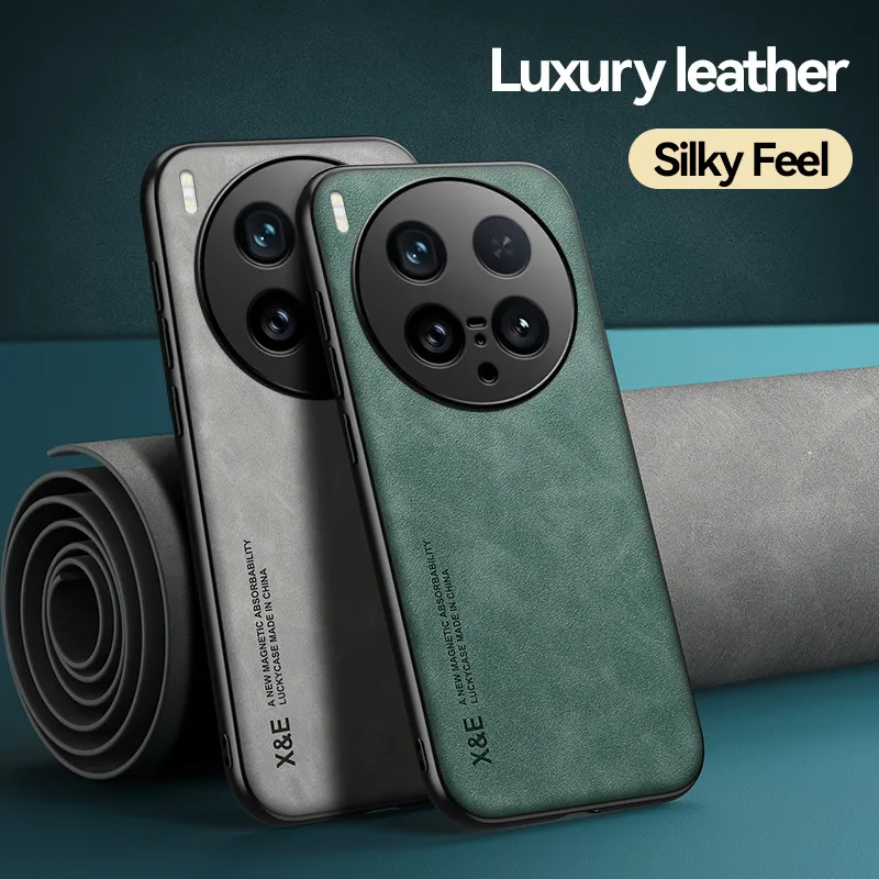 Para VIVO X200s, X200 funda Ultra magnética ELVEV Vintage duradera sensación de piel PU protección de lente de cuero cubierta de teléfono