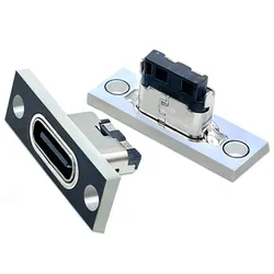 1-10 Uds USB 3,1 tipo C con placa de fijación de tornillo conector USB tipo C 3,1 tipo C 2 pines 4 pines 6 pines conector hembra