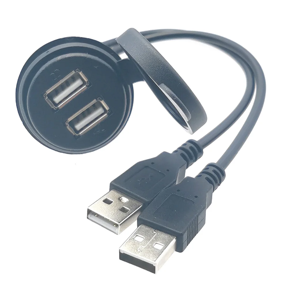 Adaptador de Cable de extensión de Panel USB doble de montaje empotrado, toma de corriente de carga, enchufe USB 2,0 de doble puerto con conector de Cable, 1 ud. - imagen 5