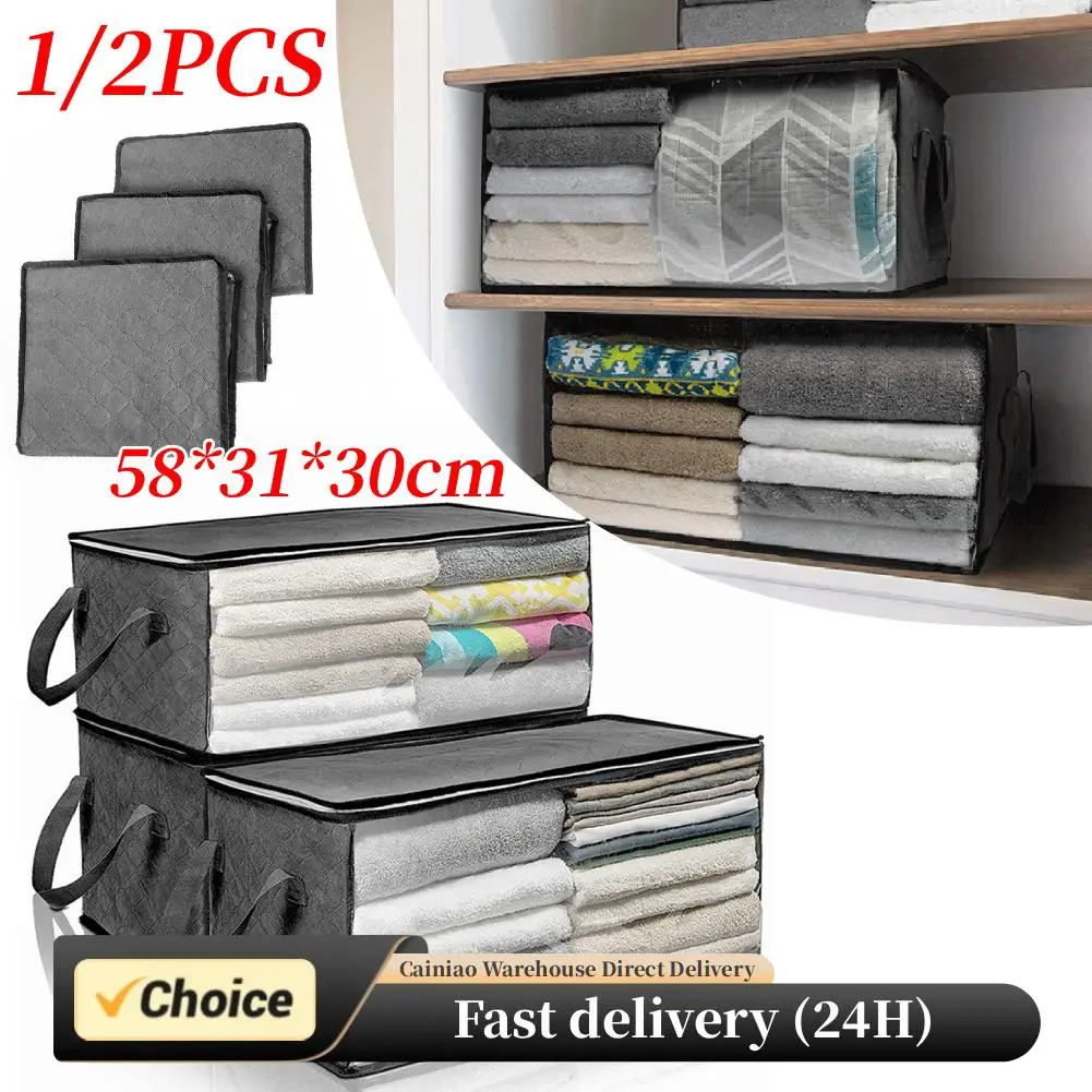 Bolsas de almacenamiento de manta plegables, organizador de armario con cremalleras resistentes, tela gruesa para organizar manta para dormitorio, armario