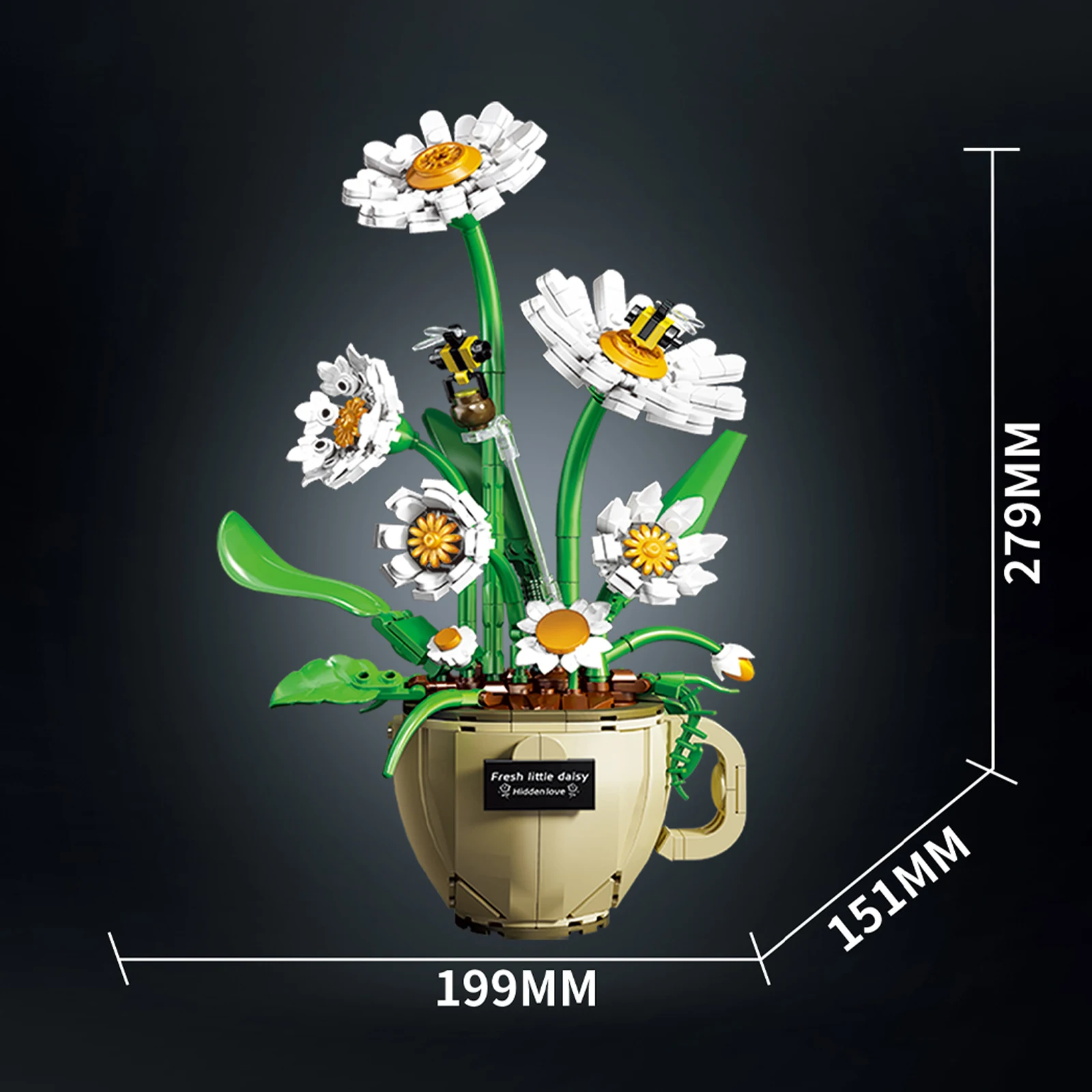 Bloques de construcción MOC, modelo de flores, taza de café, Margarita, ensamblaje de partículas pequeñas, ladrillos, maceta creativa, ramo de plantas, adornos, regalo - imagen 4