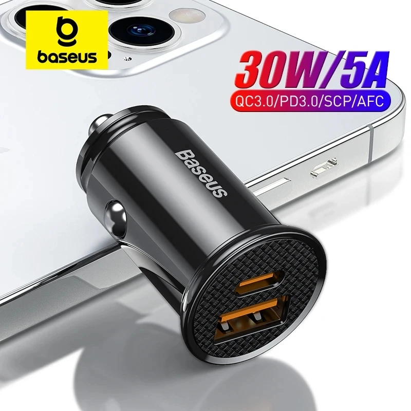 Baseus Cargador USB Coche Carga Rápida 30W 4.0 3.0 FCP SCP PD Xiaomi iPhone16 15 14 Pro Max - Vista principal del producto