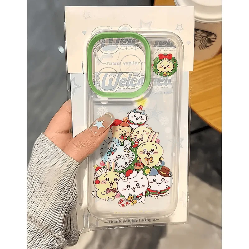 Navidad c-chiikawa Kawaii funda de teléfono de dibujos animados para iPhone 11 12 13 14 15 16 17 Pro Max X XR XS MAX 16e 7 8 Plus Y2K funda suave - imagen 3