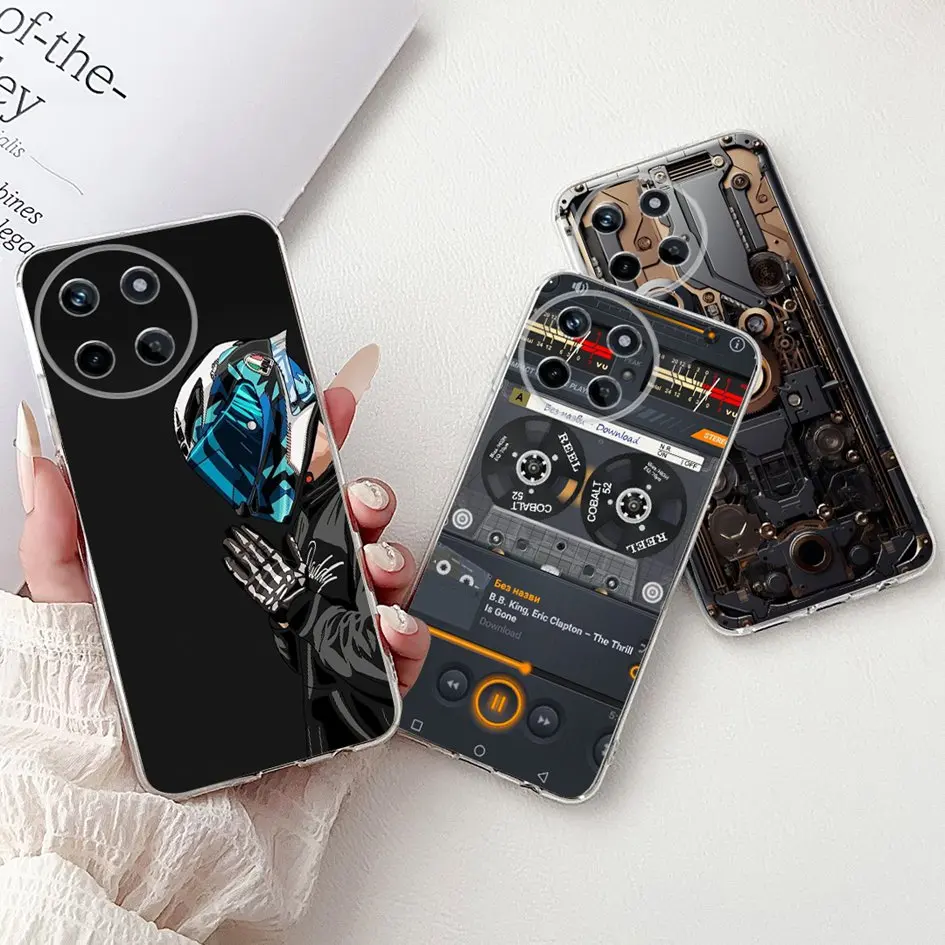 Funda de 6,4 "para Realme 11 4G RMX3636 funda de teléfono Cool Metal máquina impresa suave transparente silicona TPU funda trasera para Realme11 4G Capa