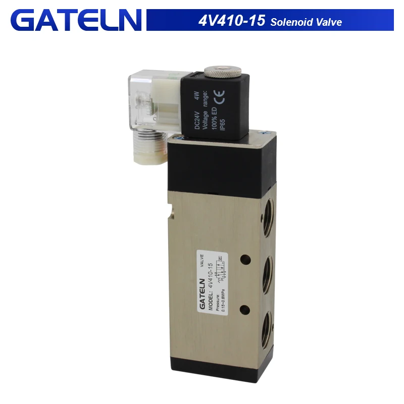 Válvula Solenoide 4V410-15 de 5 puertos y 2 posiciones de alta calidad con accesorios DC24v DC12V AC110V AC220V AC380V