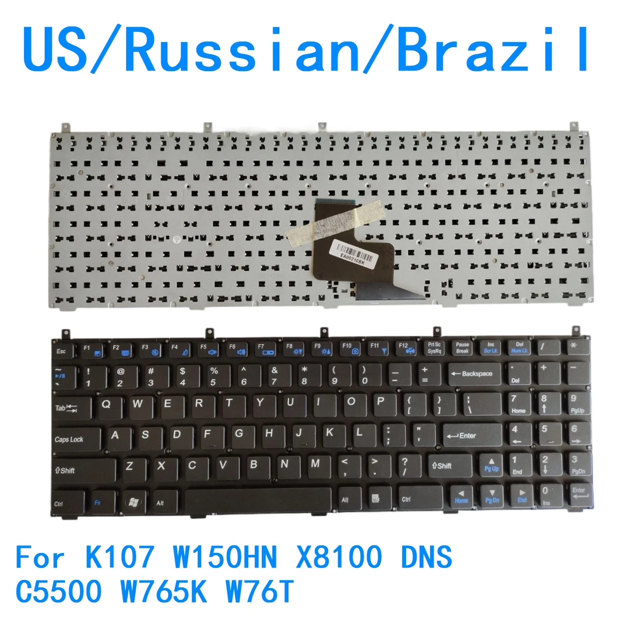 Nuevo teclado en idioma estadounidense, ruso y brasileño para CLEVO K107 W150HN X8100 DNS C5500 W765K W76T, teclado de repuesto para Notebook y PC