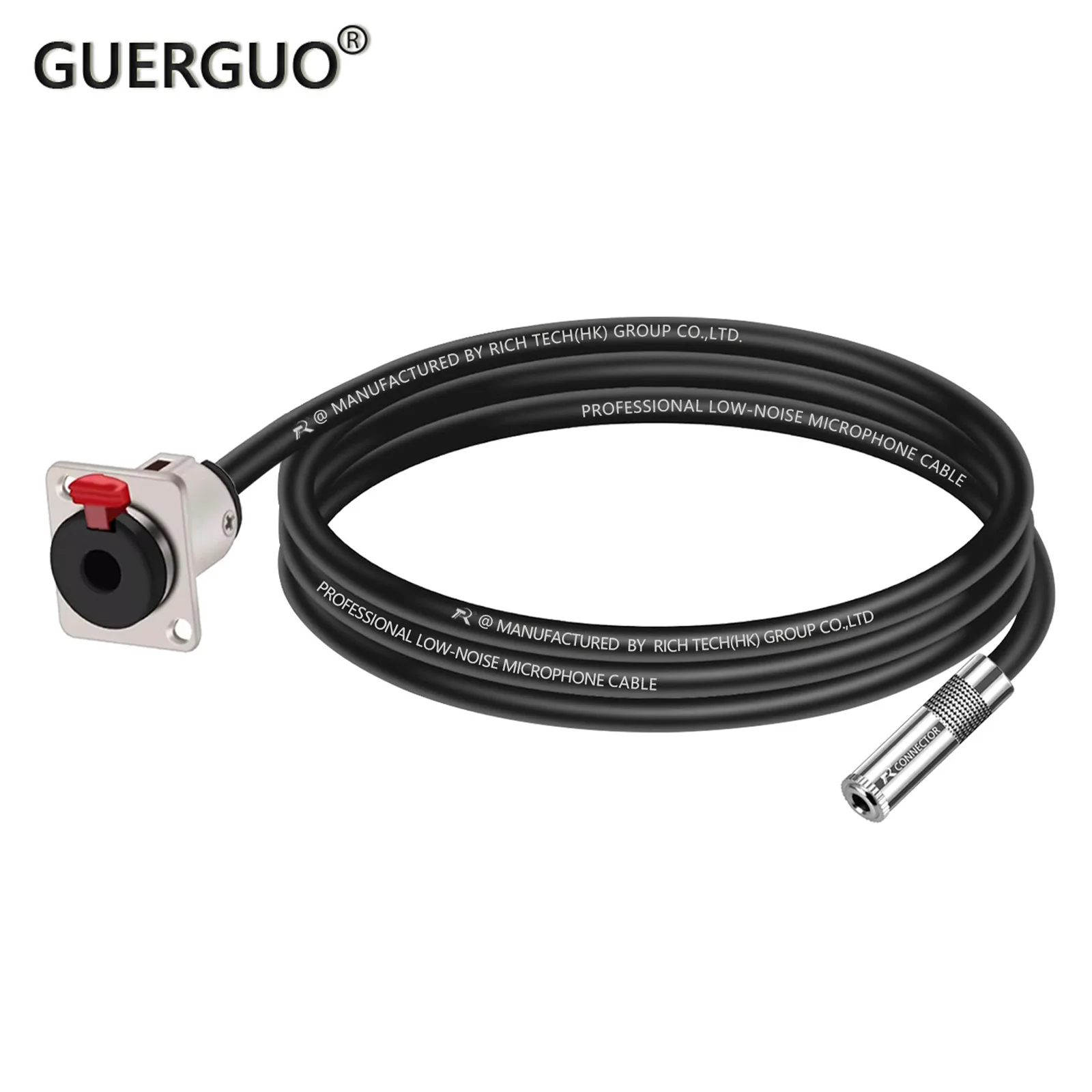 Adaptador de montaje en Panel hembra, Cable conector para auriculares, amplificador de guitarra y teclado, 3,5mm, 1/8 ", tipo D, 6,35"