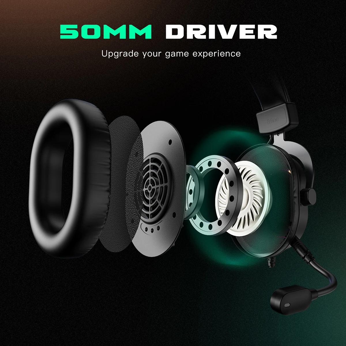 Fifine-auriculares dinámicos RGB para videojuegos, cascos supraaurales con micrófono, sonido envolvente 7,1, PC, PS4, PS5, 3 opciones EQ, juego, película, música - imagen 4