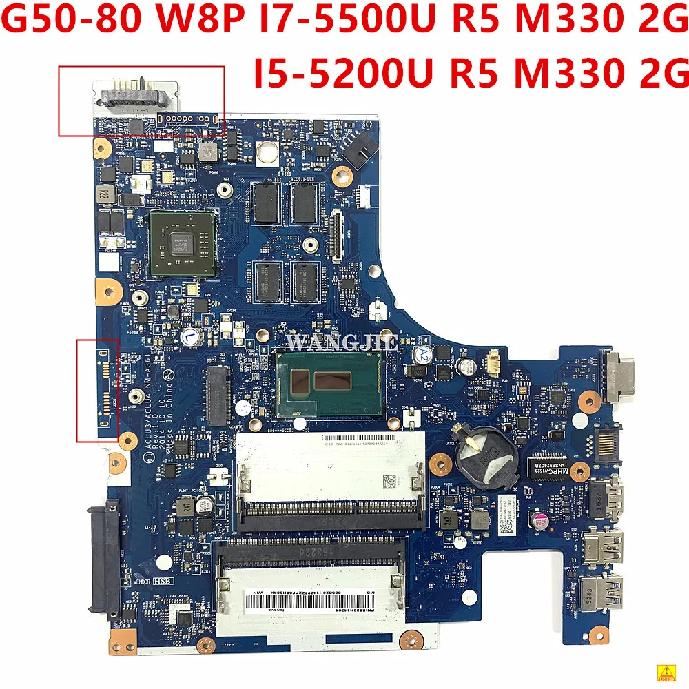 Placa base para ordenador portátil ACLU3/ACLU4 NM-A361 para LENOVO Ideapad G50-80 I5-5200U I7-5500U 5B20H14431 5B20H14391