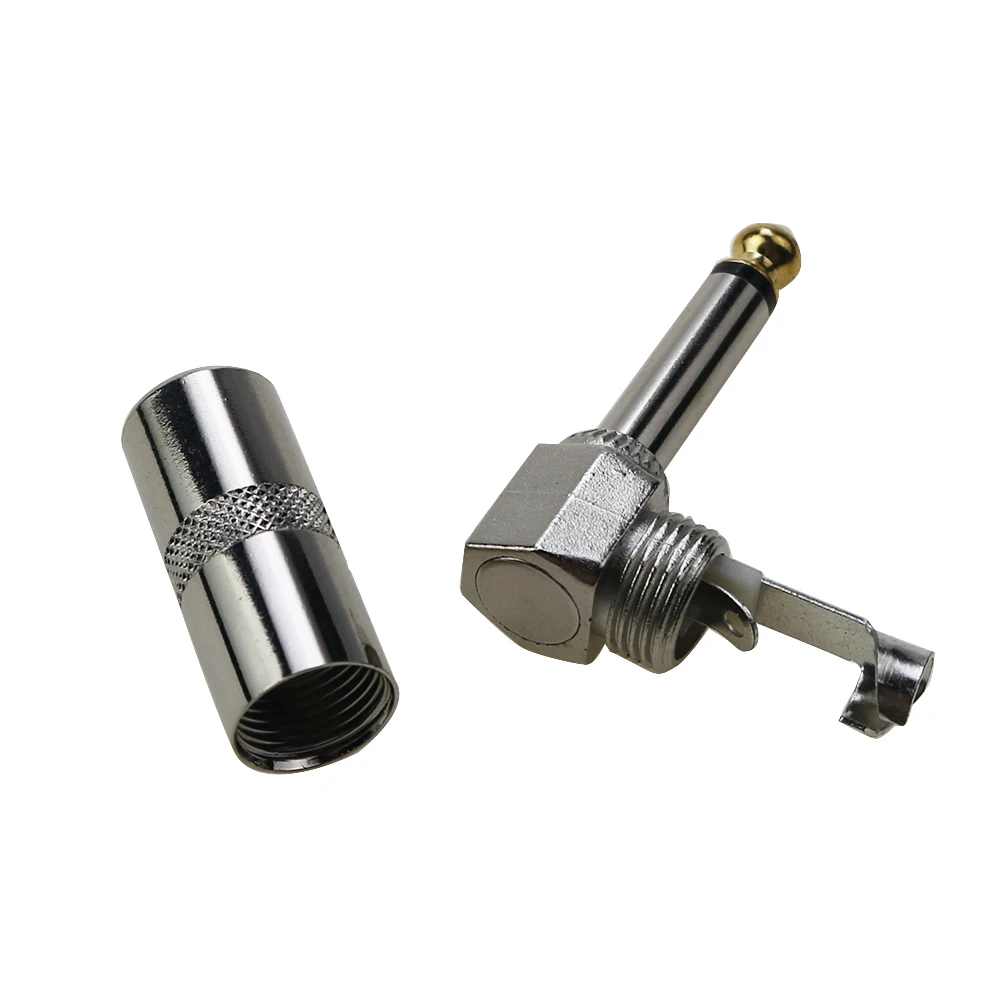 1 Uds 6,35 enchufe de Audio amplificador de micrófono enchufe de Cable de guitarra Bipolar Mono amplificador enchufe de micrófono 90 grados Audio TRS enchufe - imagen 5