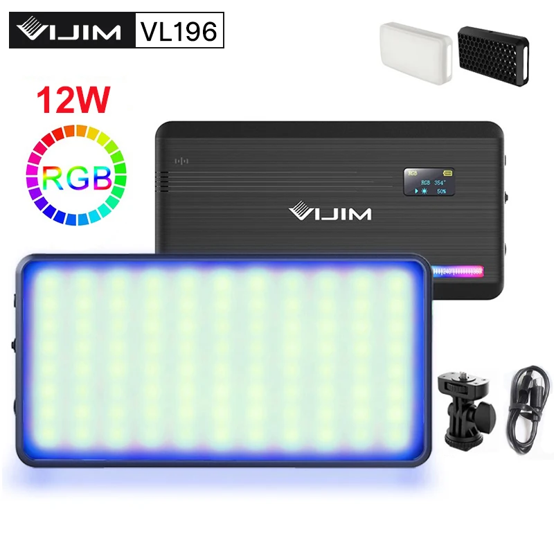 VIJIM-luz LED para vídeo VL196/VL120, RGB, 2500-9000K, regulable, 12W, luz de relleno con difusor, 3000mAh, para cámara de estudio de fotografía - imagen 2